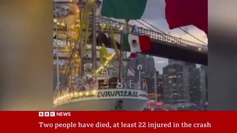 Mexican Navy ship hits Brooklyn Bridge in New York City BBC News