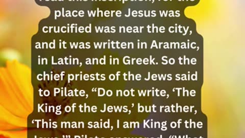 Journey of faith and spiritual growth John 19:19-22 Daily Bible Verse