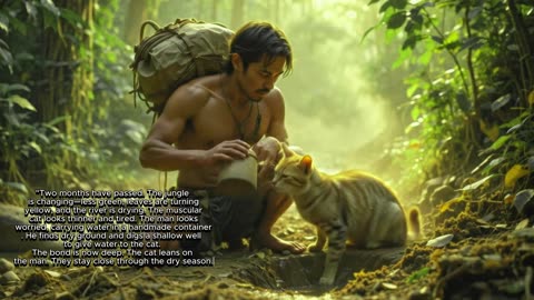 A Friendship between a man and a cat in the forest😍❤