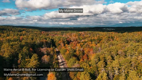 Maine B-Roll (No Sound): Aerial Views of Fall Foliage and Railroad Tracks in Gray, Maine Video 7