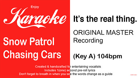 Snow Patrol - Chasing Cars (Key A) 104bpm (2025) Karaoke