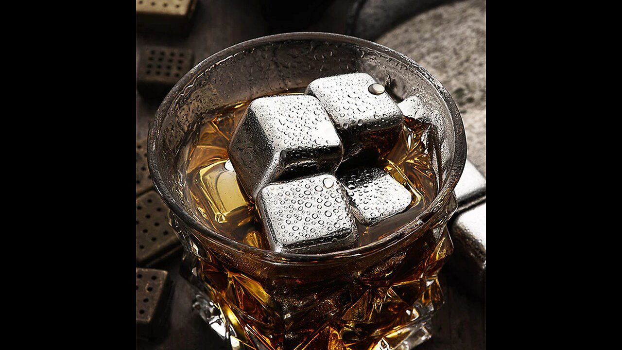 Reusable Stainless Steel Ice Cubes, with Tip Tongs and Storage Tray (Set of 4)