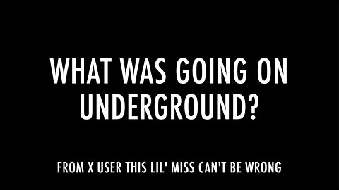 WHAT WAS GOING ON UNDERGROUND?