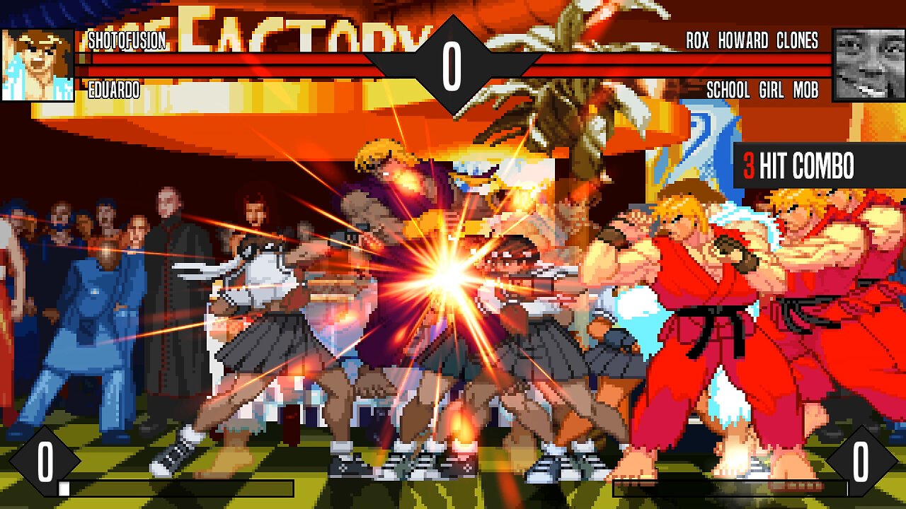 MUGEN - Shotofusion & Eduardo vs. Rox Howard Clones & School Girl Mob - Download