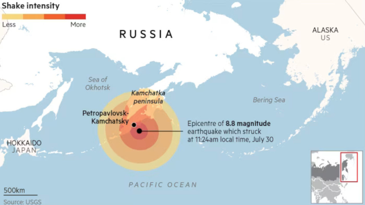 8.8 magnitude earthquake causes tsunami in Russia and Japan (Luke 21:11)