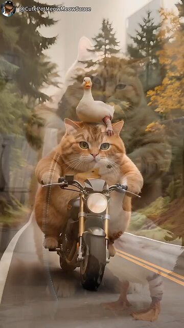 Cat saved A Duck 😰😰😰