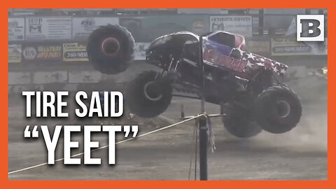 That’s Not Part of the Show: Monster Truck Tire Launches Into Lot, Flattens Car