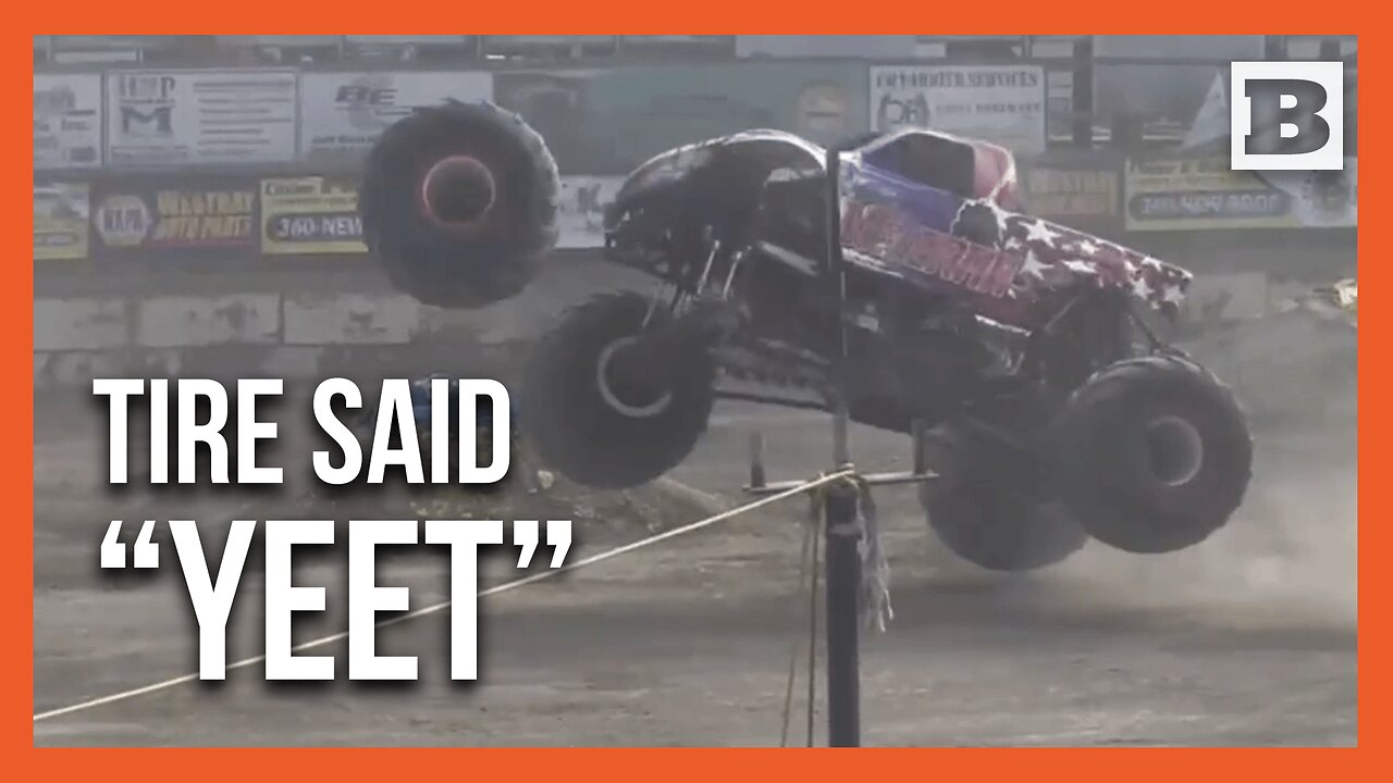 That’s Not Part of the Show: Monster Truck Tire Launches Into Lot, Flattens Car
