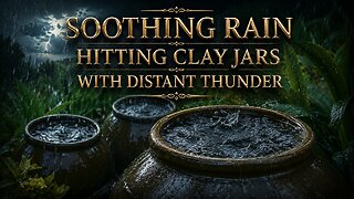 Soothing Rain Hitting Clay Jars With Distant Thunder (Video)