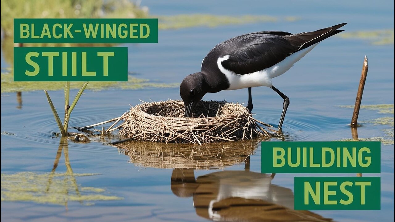 Black-winged Stilt Nesting: Peaceful Moments by the Water's Edge