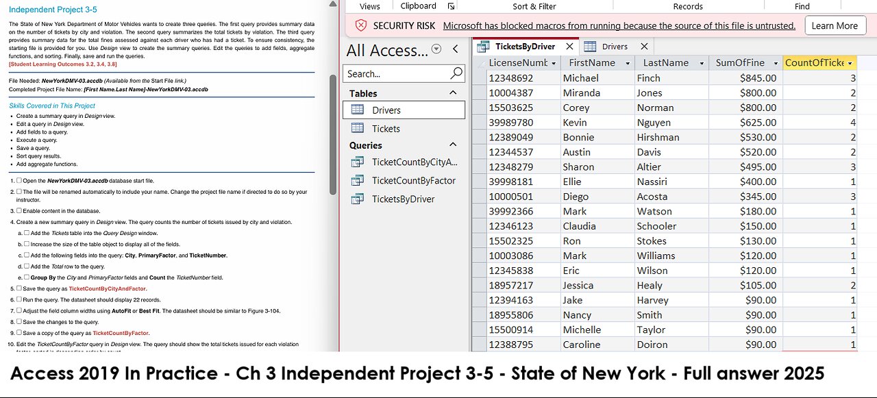 Access 2019 In Practice - Ch 3 Independent Project 3-5 - State of New York Department Motor Vehicles