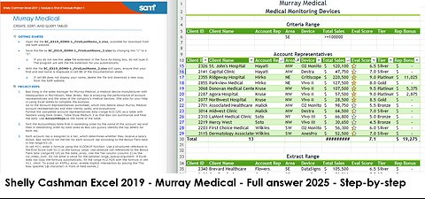 Shelly Cashman Excel 2019 | Module 6: End of Module Project 1| Murray Medical (Update 2025)