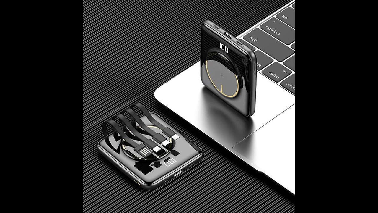 5-in-1 Portable Mini 20000mAh Power Bank, with Wired_Wireless Charging, 4Cables & Super Sleek Design