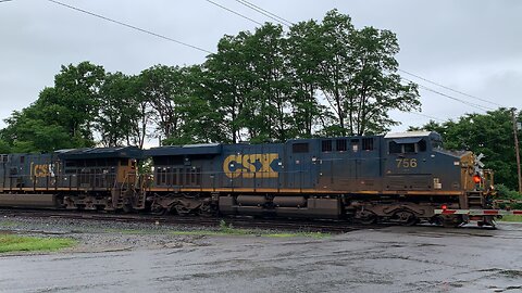 CSX Trains 756 and 3455 speed through Westfield