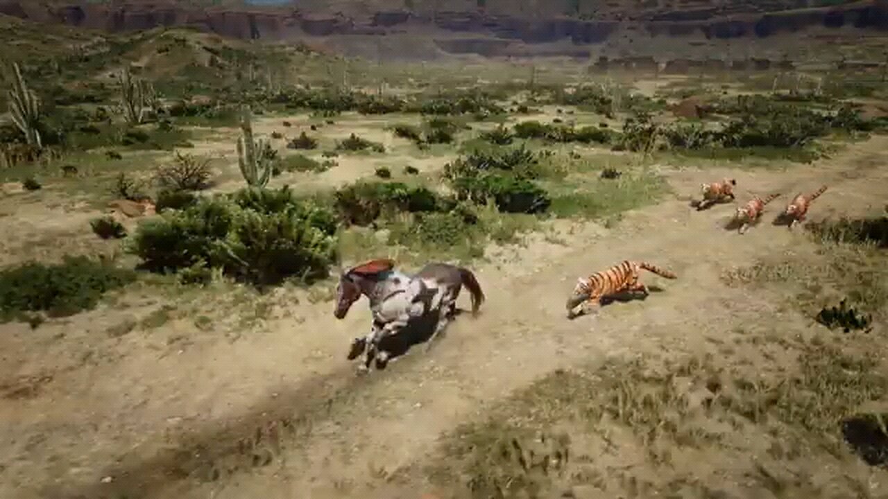 Terrifying Chase Wild Horse Hunted by 4 Hungry Tigers