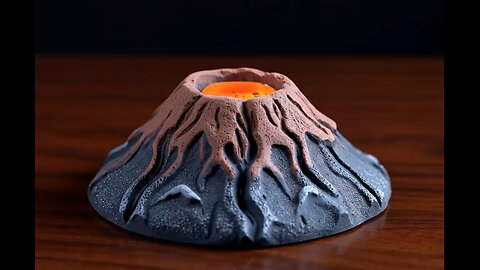 Tabletop volcano eruption