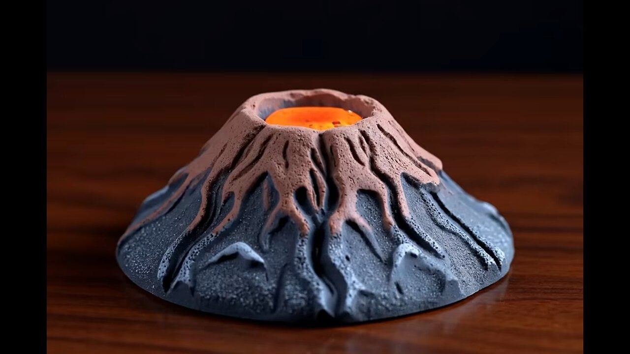 Tabletop volcano eruption