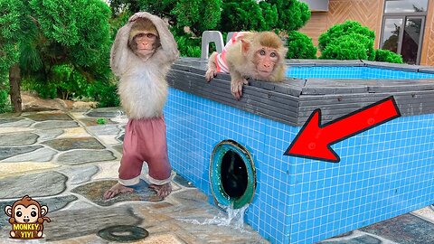YiYi and YinYin were sad when the swimming pool was leaking water
