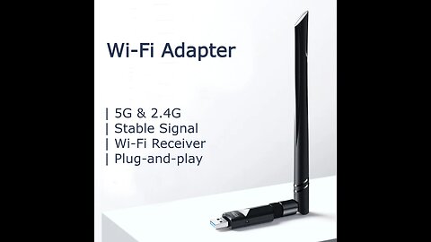 Wireless USB Wi-Fi Adapter with External High Gain Antenna, Plug-and-Play, for Windows Systems