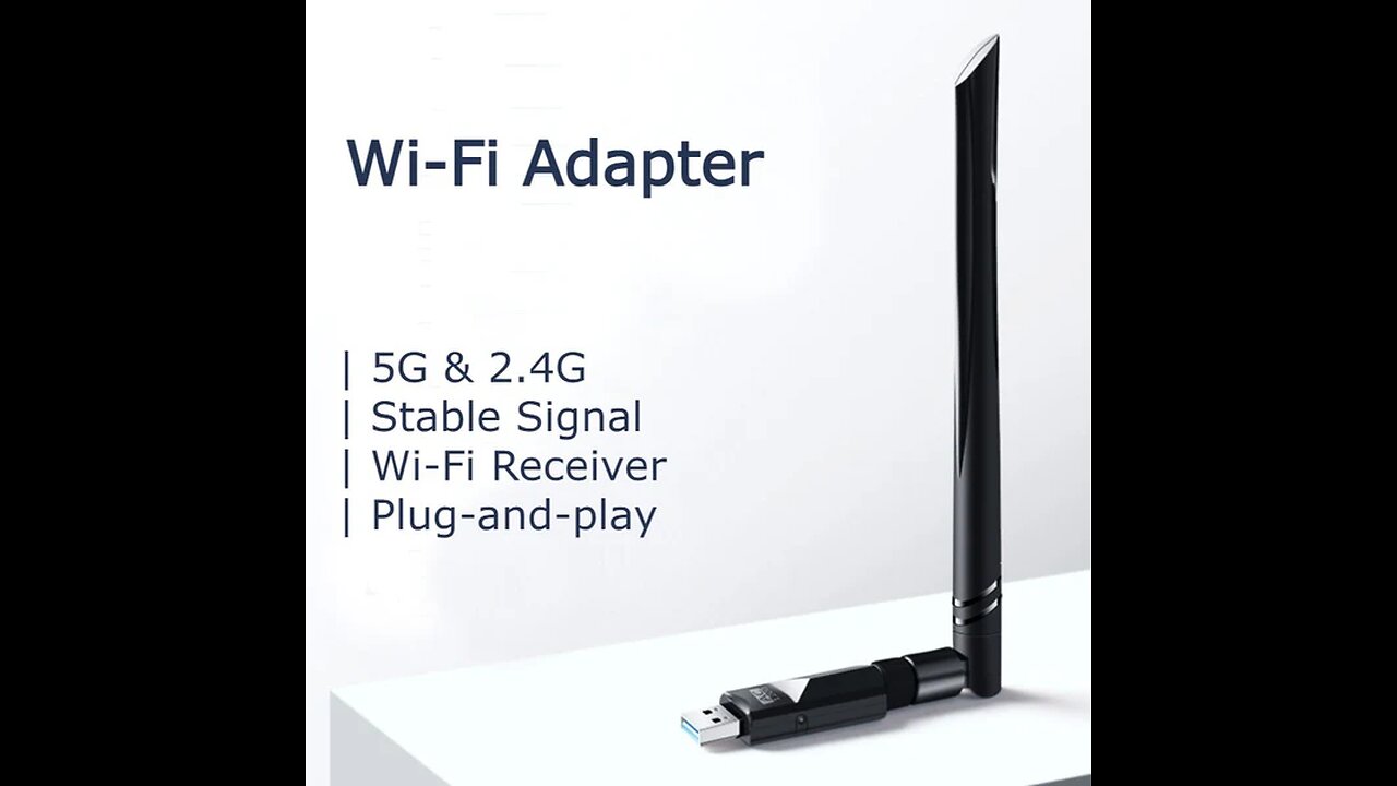 Wireless USB Wi-Fi Adapter with External High Gain Antenna, Plug-and-Play, for Windows Systems