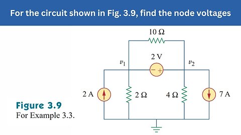 Example 3.3 | For the circuit shown in Fig. 3.9, find the node voltages | FEC 4th Edition