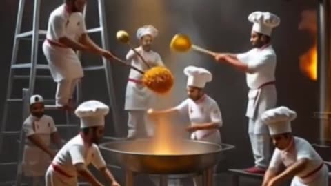 Mini Chefs Cooking Giant Chole Bhature #CholeBhature, #MiniatureCooking, #TinyChefs, #IndianFoodArt,