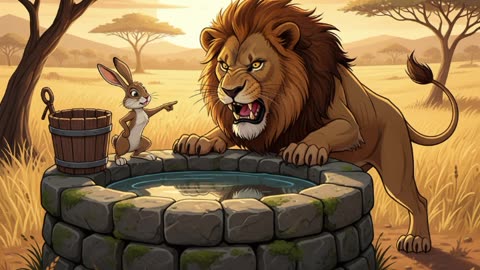 “Wisdom vs Strength: The Rabbit and the Lion”