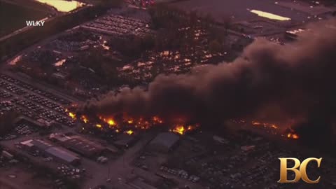 Massive fireball erupts as UPS plane crashes at Kentucky airport, leaving 7 dead