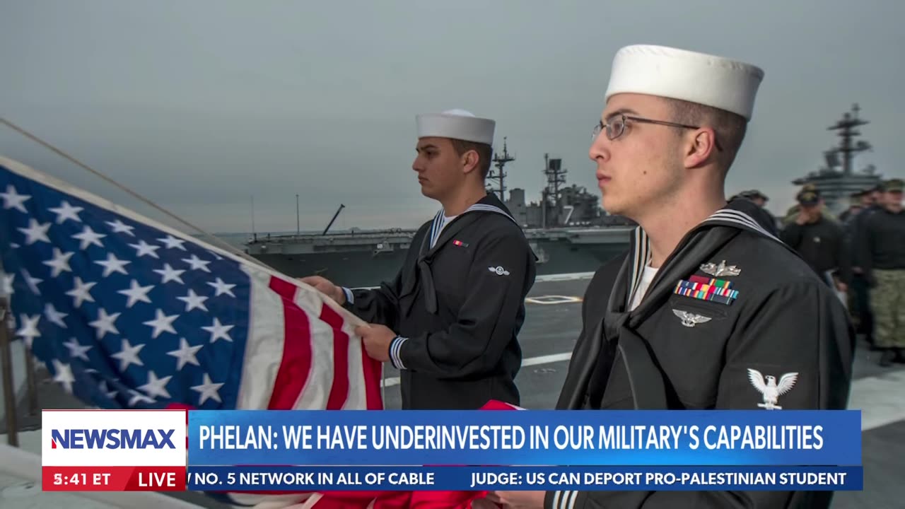 Navy Secretary John Phelan spoke to Carl Higbie aboard the USS Gerald R. Ford