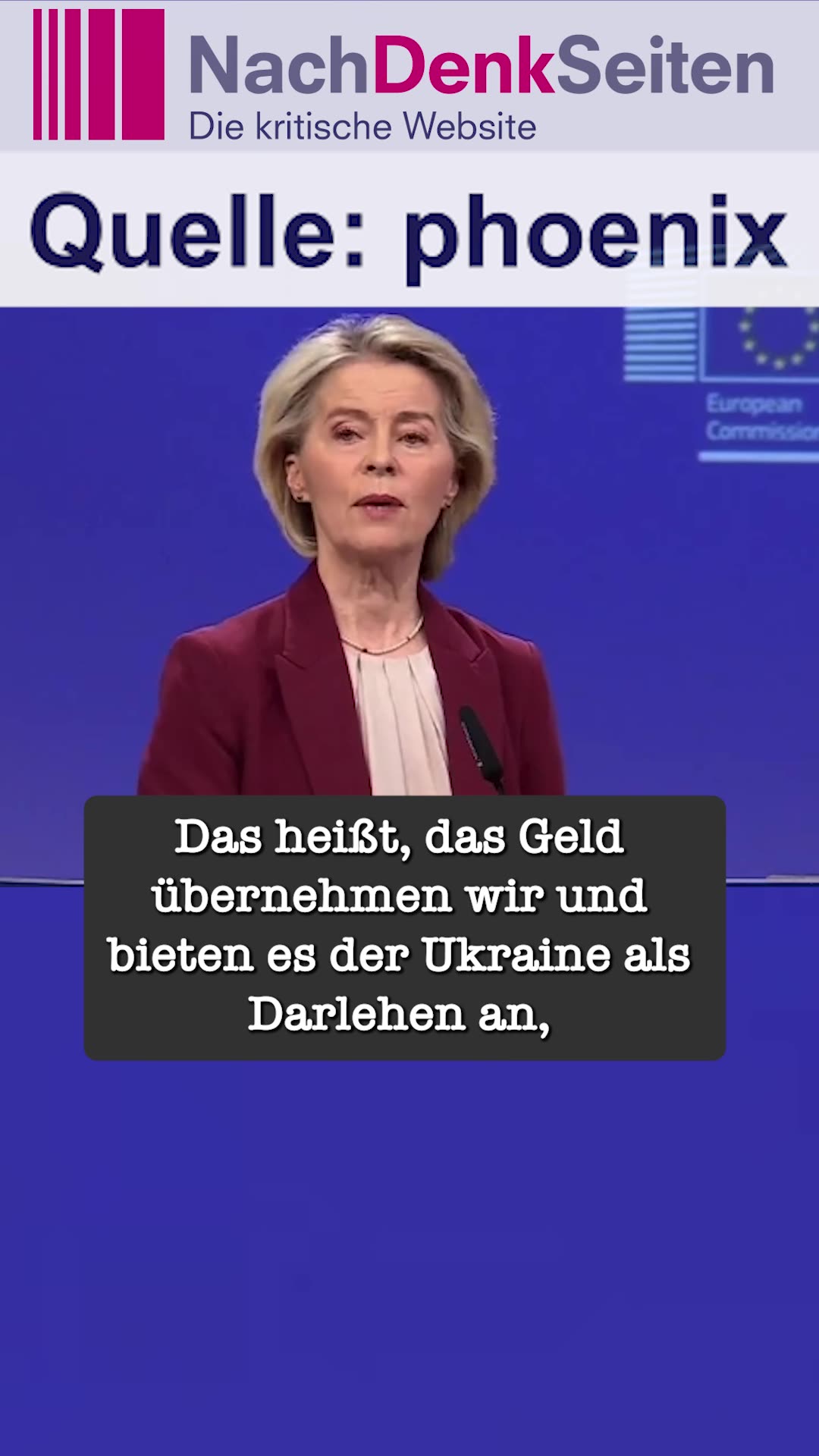 Von der Leyen: „Wenn und falls Russland Reparationen zahlt“ | NDS