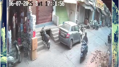 CCTV Captures Door Collapse in Aligarh — Worker Narrowly Escapes Death!