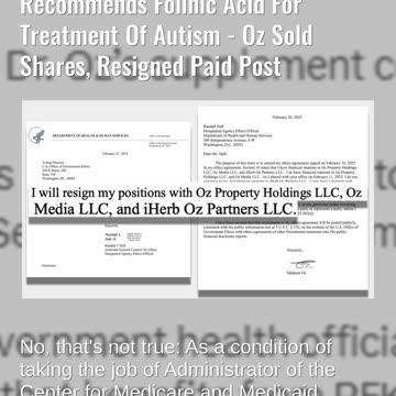 Fact Check: Dr. Oz Will NOT Profit From iHerb When Trump FDA Recommends Folinic Acid For Of Autism