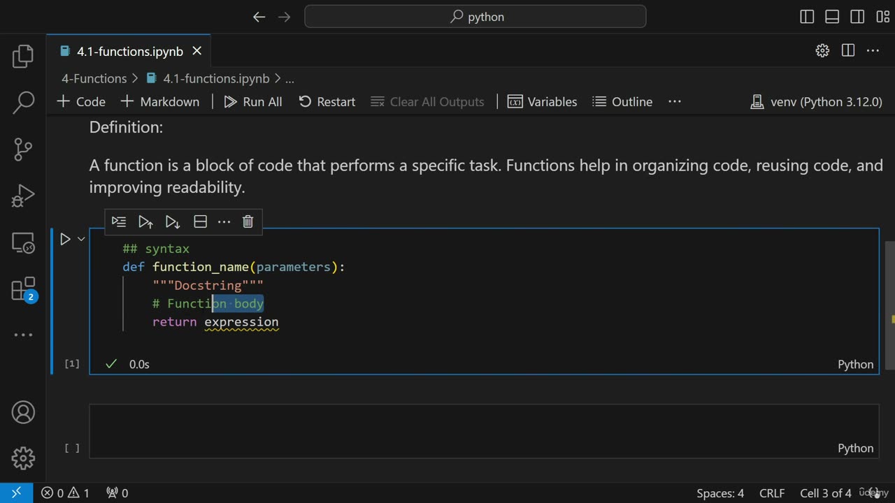 5.1 Getting Started With Functions Krish Naik ML