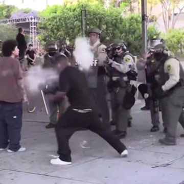 White warrior SLAMS rioter