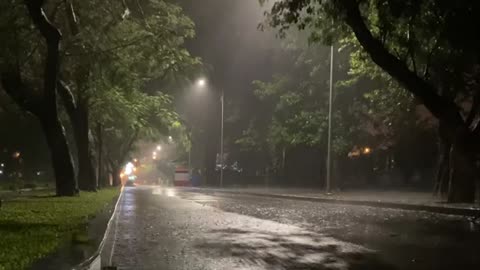 Get Instant Sleep with Rain on Deserted Road at NightㅣHeavy Rain Sounds for Sleep - Study - Relax