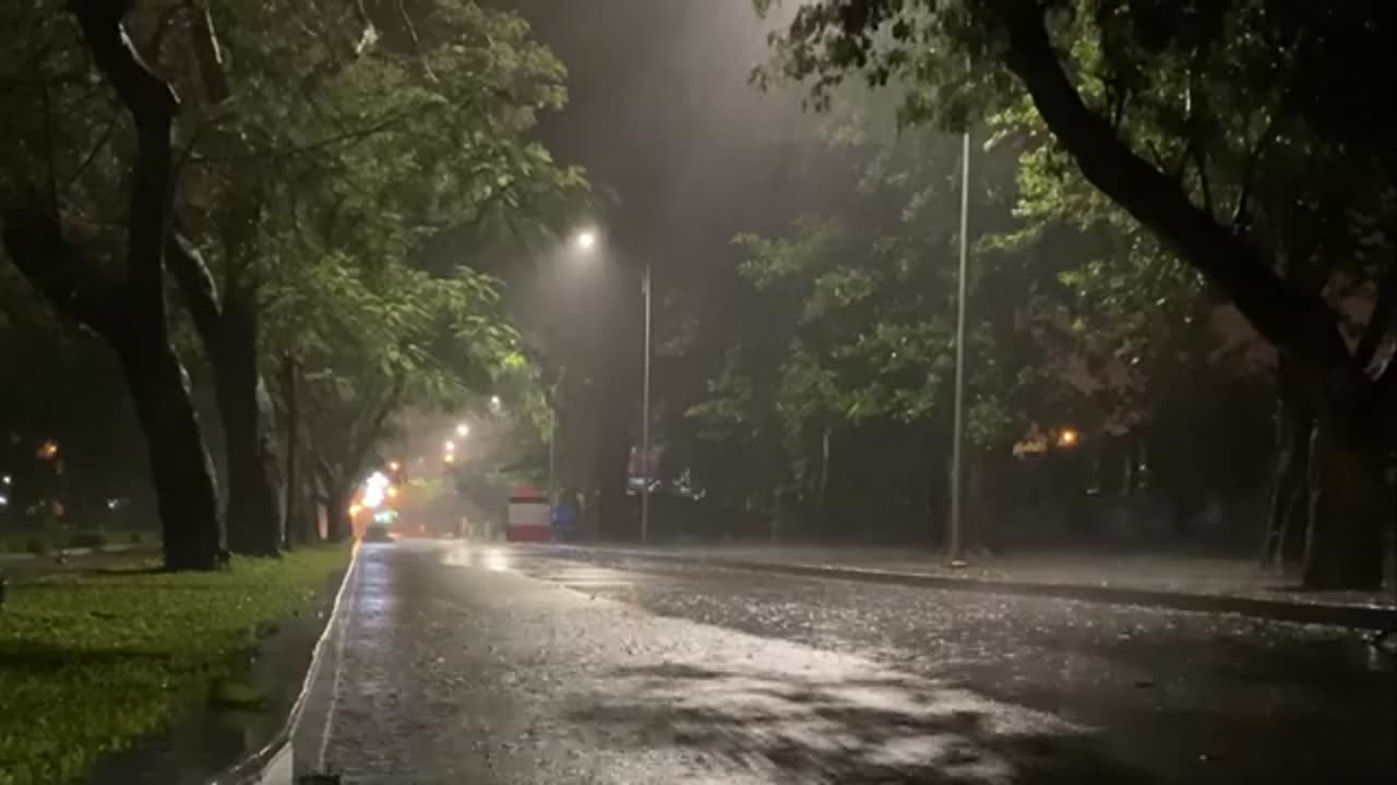 Get Instant Sleep with Rain on Deserted Road at NightㅣHeavy Rain Sounds for Sleep - Study - Relax