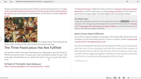 Holy Feasts Fufilled, Rosh Hashana Next??? Sept 23, 2025 Paer 2