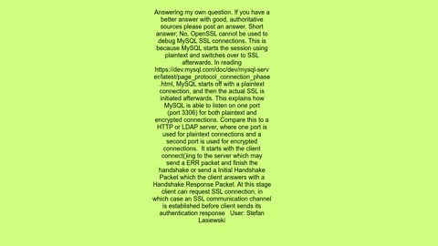 Can OpenSSL be used to debug an SSL connection to a MySQL server