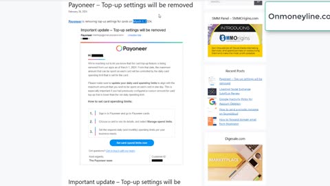 Payoneer - Top-up settings will be removed