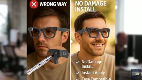 Flip-to-Open LED Light Privacy Cover for Ray-Ban Meta Smart Glasses – Rotating C