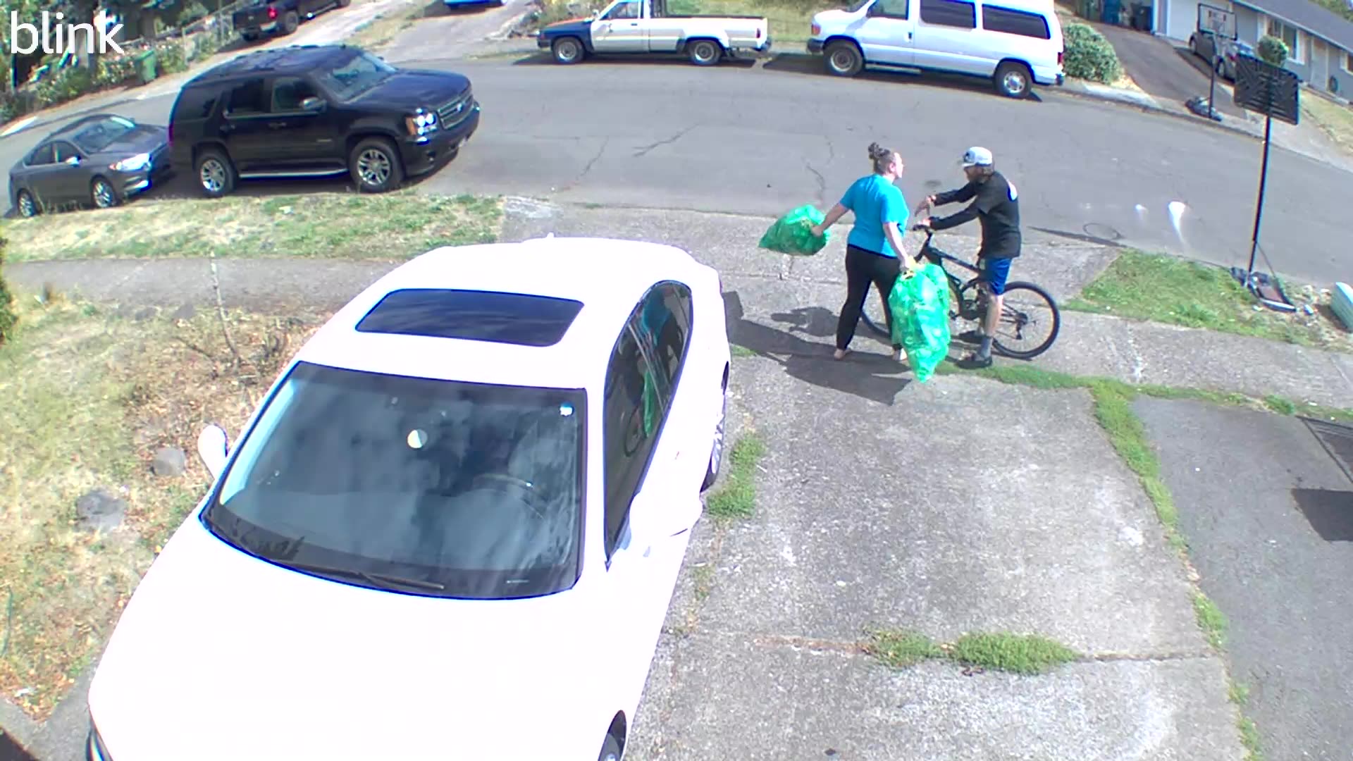 Woman Confronts Man Taking Recycling From Home