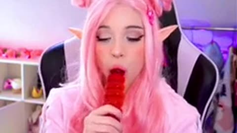 Gummy worm Sucking and eating Egirl