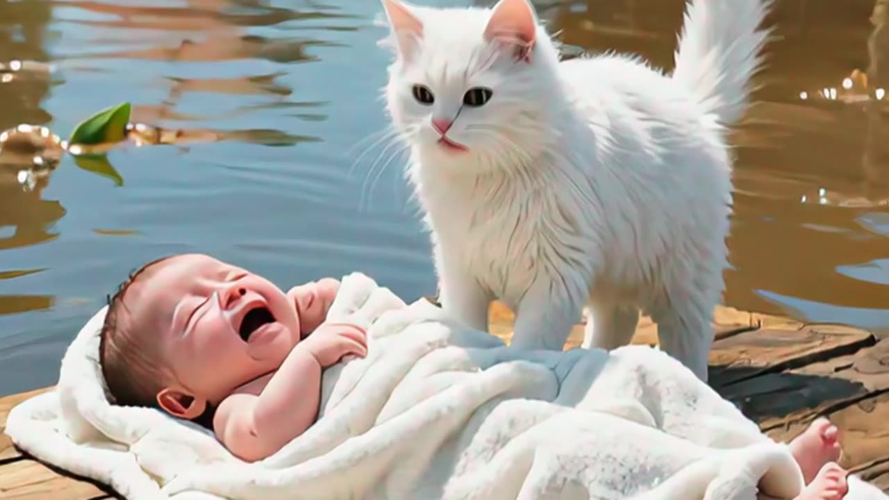 Hero Cat Rescues Baby #catrescue #herocat #catshorts