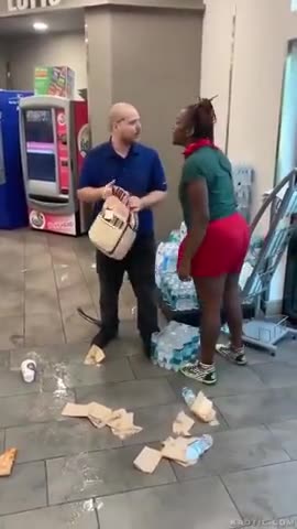 Negro Sheboon shoplifter destroys store gets thrown out on her ass