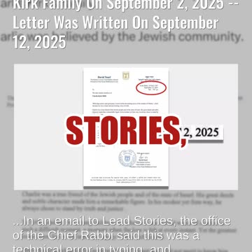 Fact Check: Israel's Chief Rabbi Did NOT Write Condolence Letter To Kirk Family On September 2, 2025