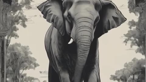 Majestic Elephant Art: Ink and Pencil AI Animation