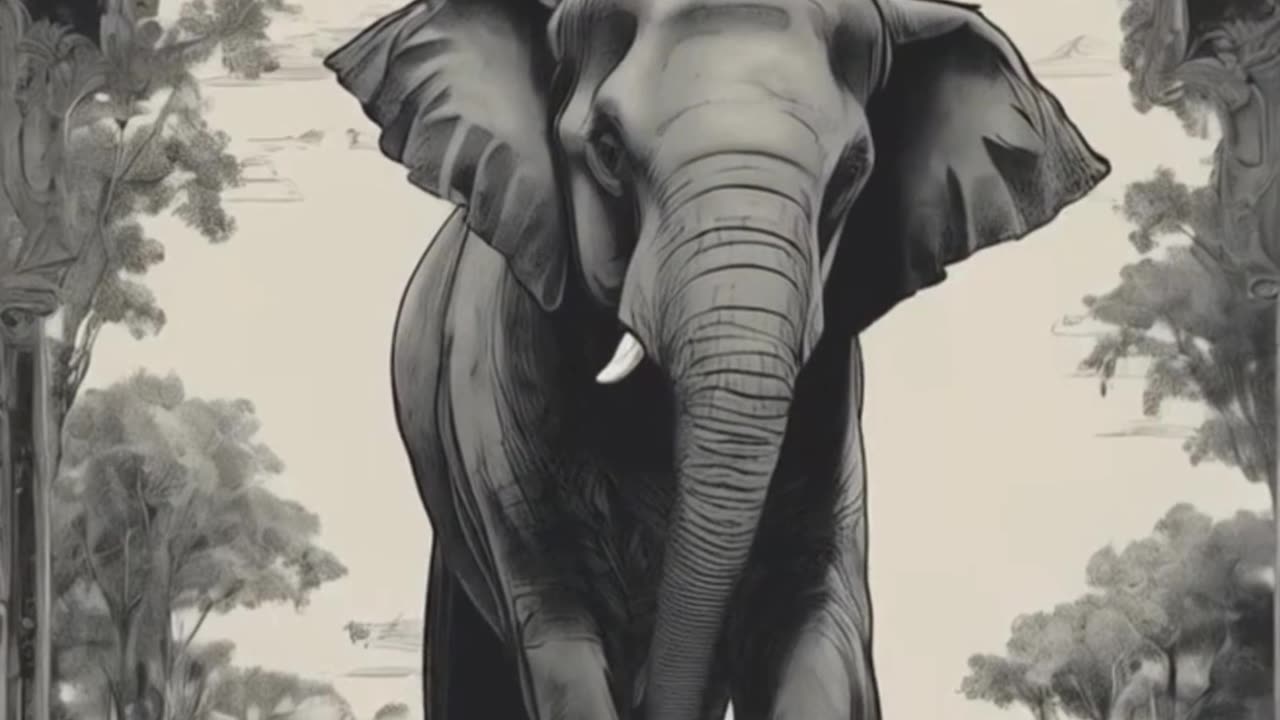 Majestic Elephant Art: Ink and Pencil AI Animation