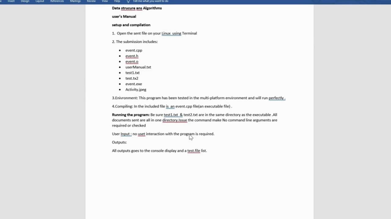 Student Work(Project) | COP 4634 Simulation Coding - Data Structures & Algorithms | UCF Orlando