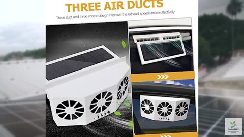 EXAOMBLE Car Solar Fan Window Solar-powered Car Cooler Car Dash Fan Solar Air Co