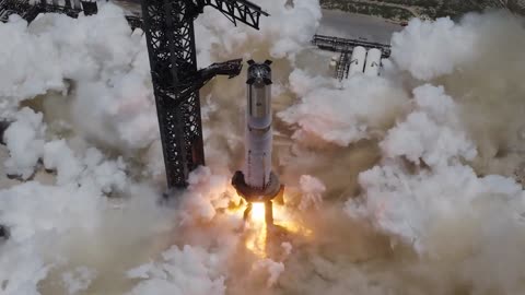 Full duration static fire of all 33 Raptor engines on the Super Heavy booster ahead